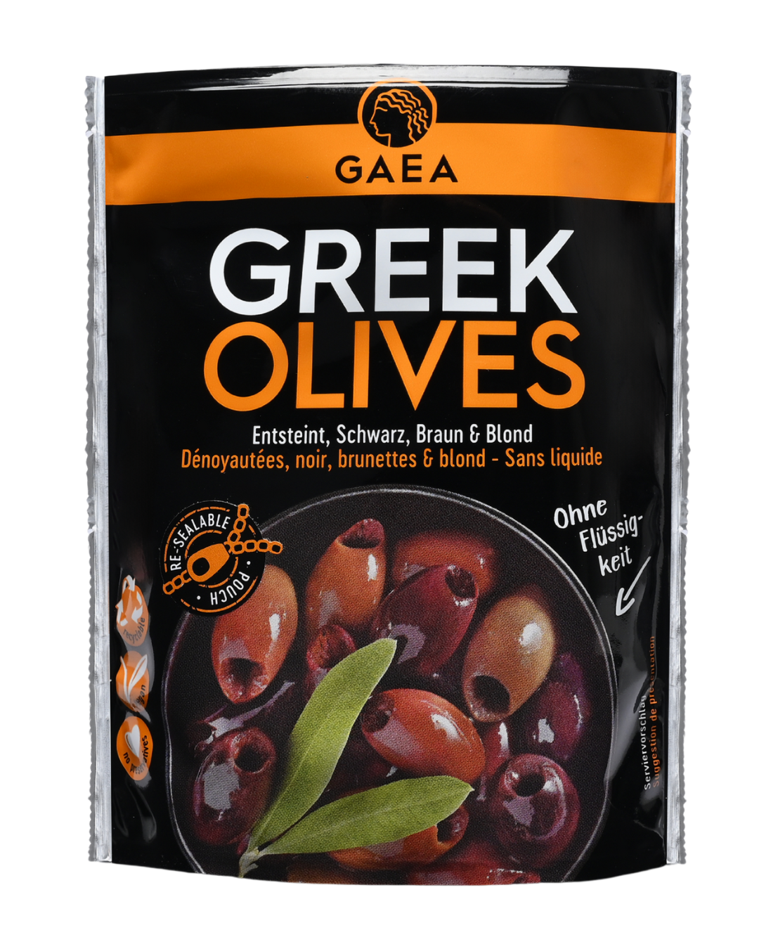 Entsteinte griechische Kalamata Oliven, 150g Packung