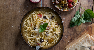 Spaghetti mit gegrilltem Gemüse