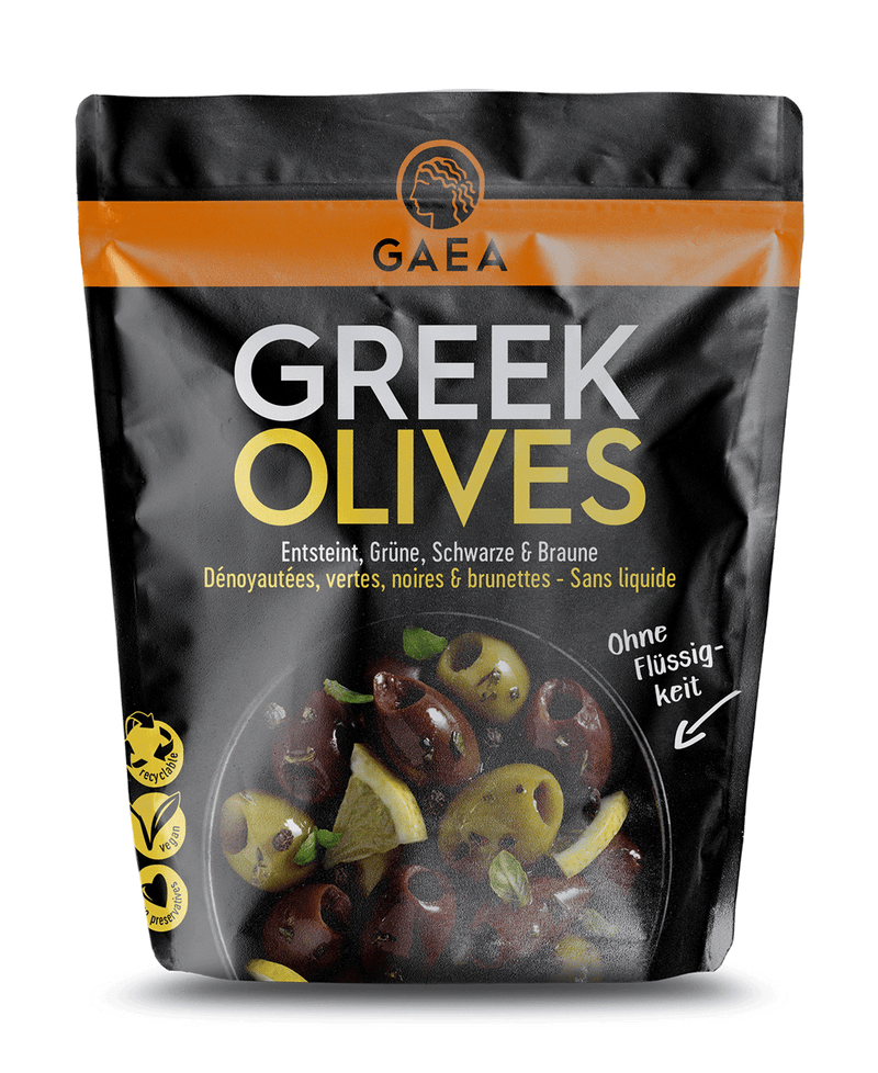 Gemischte Oliven, Basilikum und Zitrone